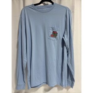 Vineyard Vines Shirt Men Medium Blue Pocket Tee Apple Picking Whale Winery Adult